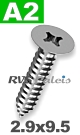 2,9x9,5mm / per stuk - plaatschroef  H A2