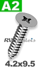 4,2x9,5mm / per stuk - plaatschroef  H A2