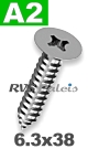 6,3x38mm / per stuk - plaatschroef  H A2