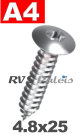 4,8x25mm / per stuk - plaatschroef  TX A4