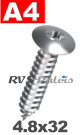 4,8x32mm / per stuk - plaatschroef  TX A4