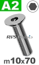 m10x70mm / per stuk - verzonken schroef A2