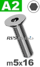 m5x16mm / per stuk - verzonken schroef A2