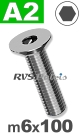 m6x100mm / per stuk - verzonken schroef A2