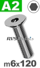 m6x120mm / per stuk - verzonken schroef A2