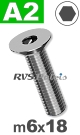 m6x18mm / per stuk - verzonken schroef A2