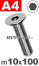 m10x100mm / per stuk - verzonken schroef A4