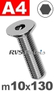 m10x130mm / per stuk - verzonken schroef A4