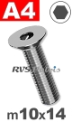 m10x14mm / per stuk - verzonken schroef A4