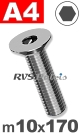 m10x170mm / per stuk - verzonken schroef A4