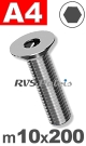 m10x200mm / per stuk - verzonken schroef A4