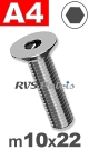 m10x22mm / per stuk - verzonken schroef A4