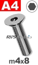 m4x8mm / per stuk - verzonken schroef A4