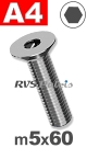 m5x60mm / per stuk - verzonken schroef A4