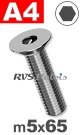 m5x65mm / per stuk - verzonken schroef A4