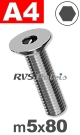 m5x80mm / per stuk - verzonken schroef A4