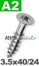 3,5x40mm / per stuk - spaanplaatschroef TX   A2