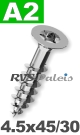 4,5x45mm / per stuk - spaanplaatschroef TX   A2