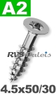 4,5x50mm / per stuk - spaanplaatschroef TX   A2