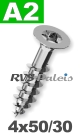 4x50mm / per stuk - spaanplaatschroef TX   A2
