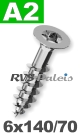 6x140mm / per stuk - spaanplaatschroef TX   A2