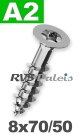 8x70mm / per stuk - spaanplaatschroef TX   A2