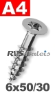 6x50mm / verp. 100 st. - spaanplaatschroef TX   A4