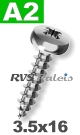 3,5x16mm / per stuk - spaanplaatschroef PZ   A2