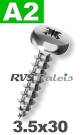 3,5x30mm / per stuk - spaanplaatschroef PZ   A2