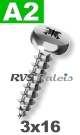 3x16mm / per stuk - spaanplaatschroef PZ   A2