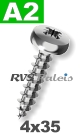 4x35mm / per stuk - spaanplaatschroef PZ   A2