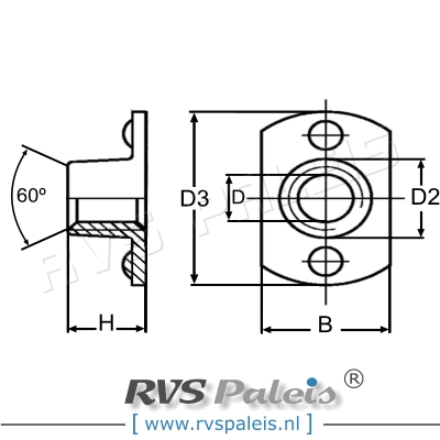 m8 / per stuk - aanlasmoer met 2 laspunten boven A2