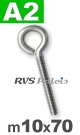 m10x70mm / per stuk - schroefoog A2