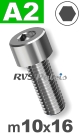 m10x16mm / per stuk - cilinderkopschroef A2