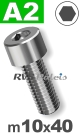 m10x40mm / per stuk - cilinderkopschroef A2
