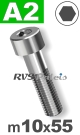 m10x55mm / per stuk - cilinderkopschroef A2