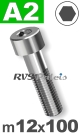 m12x100mm / per stuk - cilinderkopschroef A2