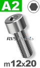 m12x20mm / per stuk - cilinderkopschroef A2