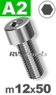 m12x50mm / per stuk - cilinderkopschroef A2