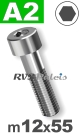 m12x55mm / per stuk - cilinderkopschroef A2