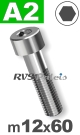 m12x60mm / per stuk - cilinderkopschroef A2