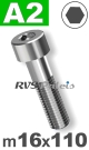 m16x110mm / per stuk - cilinderkopschroef A2