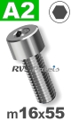 m16x55mm / per stuk - cilinderkopschroef A2