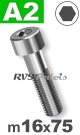 m16x75mm / per stuk - cilinderkopschroef A2