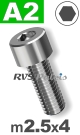 m2,5x4mm / per stuk - cilinderkopschroef A2