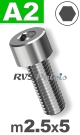 m2,5x5mm / per stuk - cilinderkopschroef A2