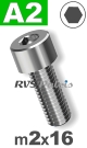 m2x16mm / per stuk - cilinderkopschroef A2