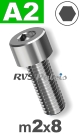 m2x8mm / per stuk - cilinderkopschroef A2