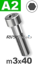 m3x40mm / per stuk - cilinderkopschroef A2