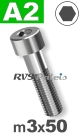 m3x50mm / per stuk - cilinderkopschroef A2